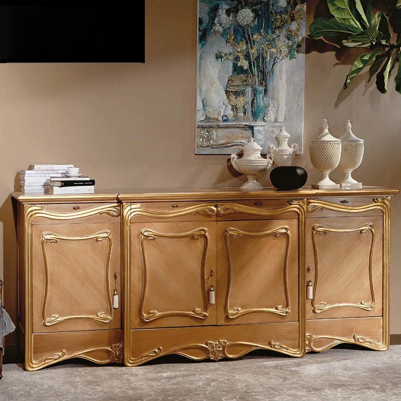 European neoclassical restaurant furniture, solid wood hand-carved large apartment, entrance cabinet, side cabinet furniture