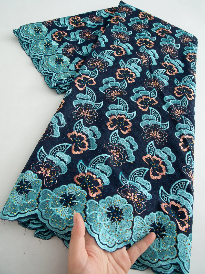 

African Lace Fabrics Swiss Cotton In Switzerland High Quality 2025 Nigerian Lace Embroidery Fabric Dress For Women,5yards 4599