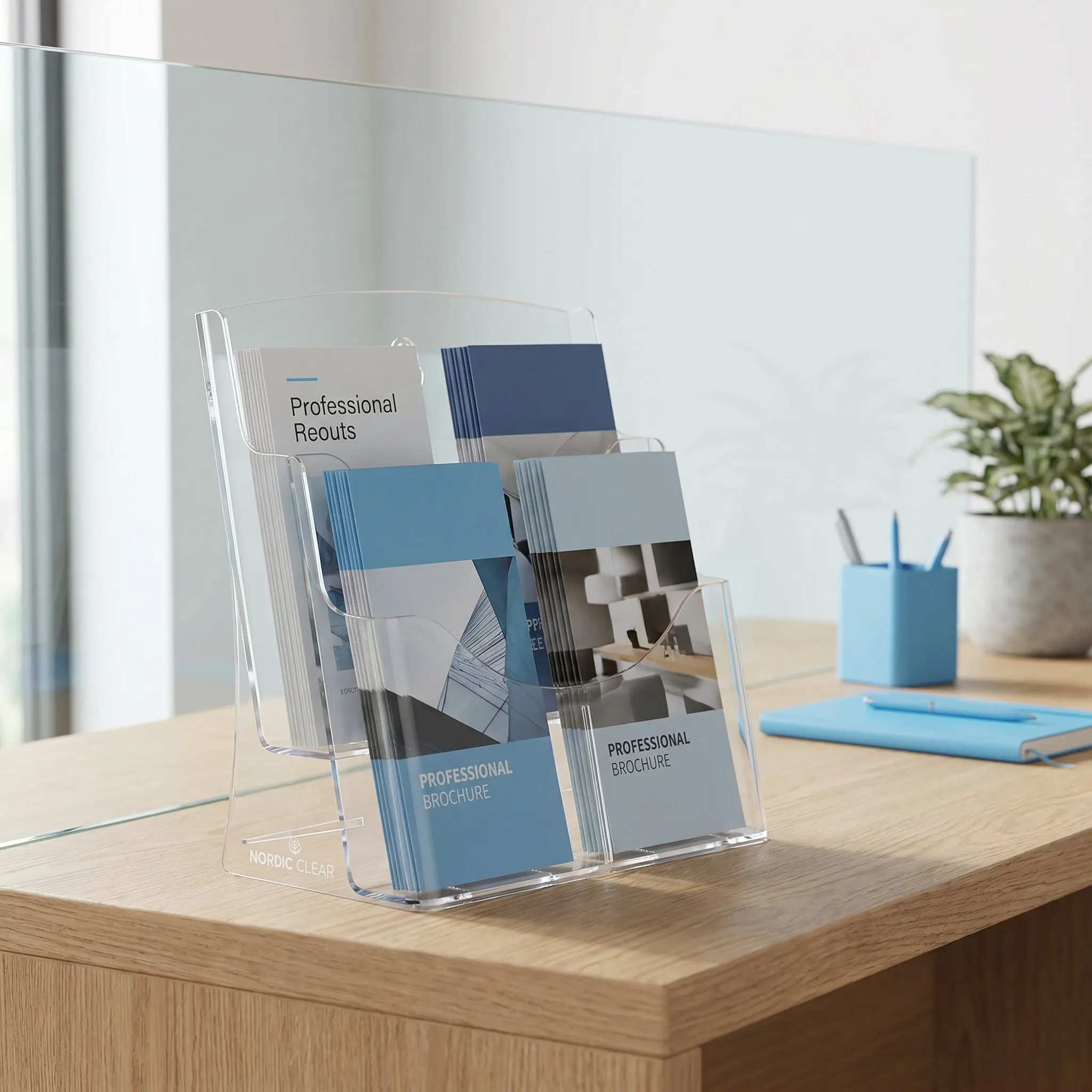 Clear Acrylic A4 Document Holder Stand – Lightweight Modern File Rack for Office, Home, Banks & Shopping Malls