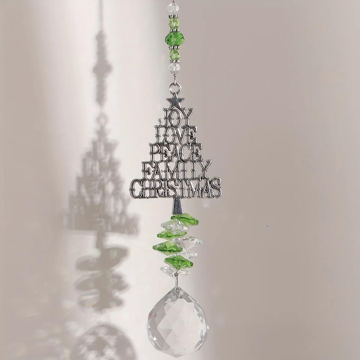 Christmas Tree Crystal Suncatcher Hanging Sun Catcher with Crystal Balls for Window Home Garden Christmas Party Wedding Decor