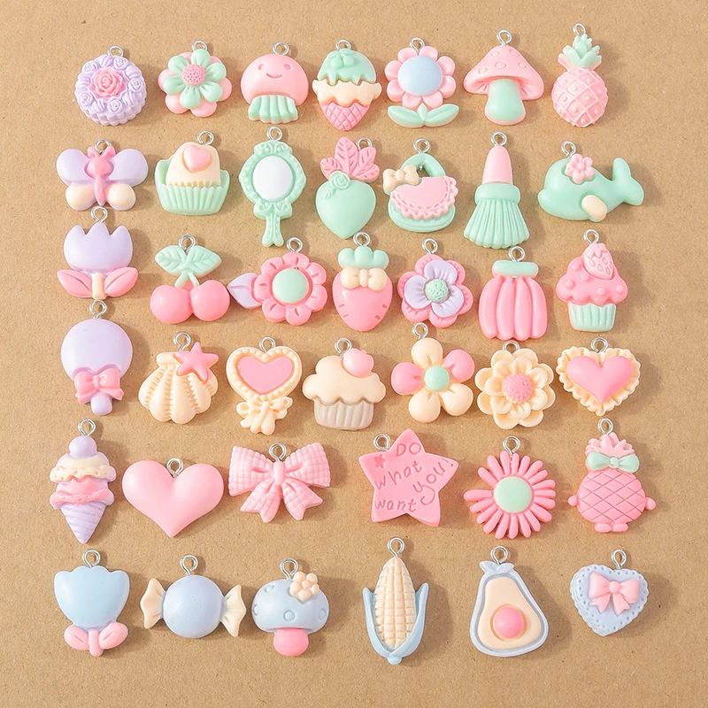 15 teile/los Mix Nette Harz Blume Charms für Die Herstellung Von Ohrringen Halskette Anhänger DIY Handgemachte kinder Schmuck Zubehör Erkenntnisse – Detail 37