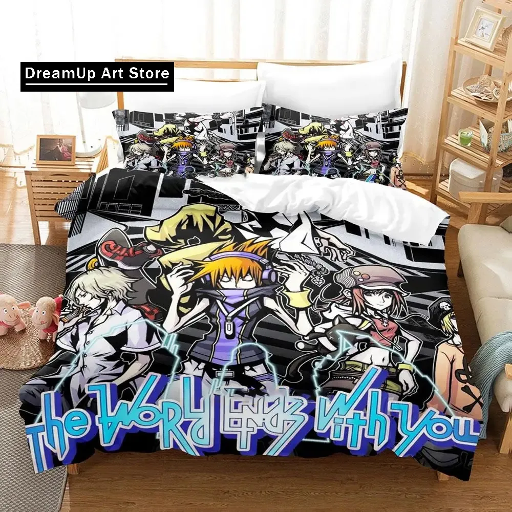 2025 New The World Ends With You Sakuraba Neku Bedding Set Cartoon Anime three-piece set Adult Kid Bedroom Duvetcover Sets