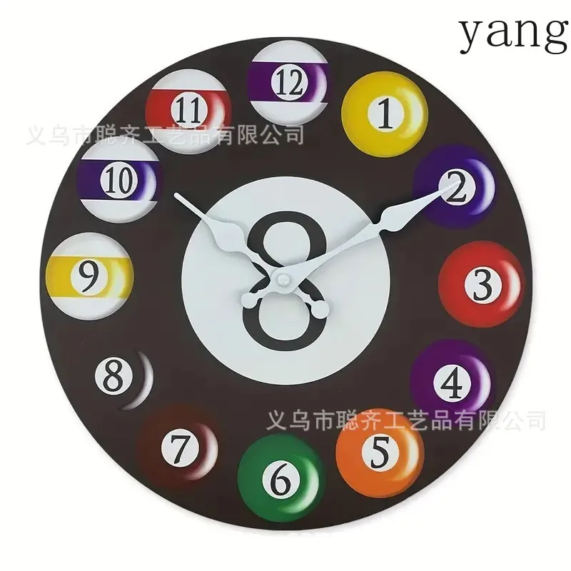 LH Billiards Wall Clock Simple wooden retro wall clock, silent decorative clock