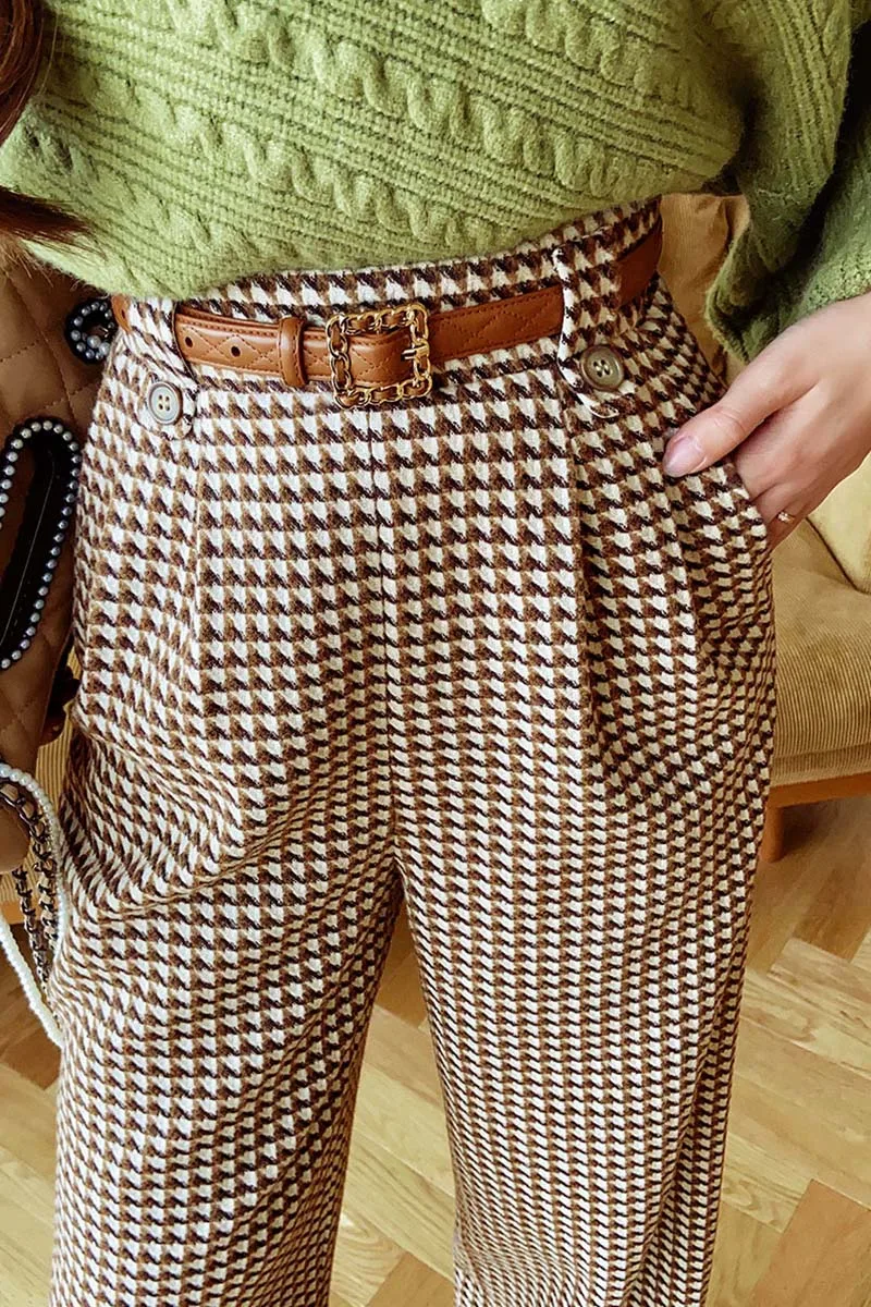 DABUWAWA Tienda Vestidos Elegantes Para Mujeres Wide Leg Pants Empire Legging American Retro Bird Lattice Trousers Y2K DA1CLP004