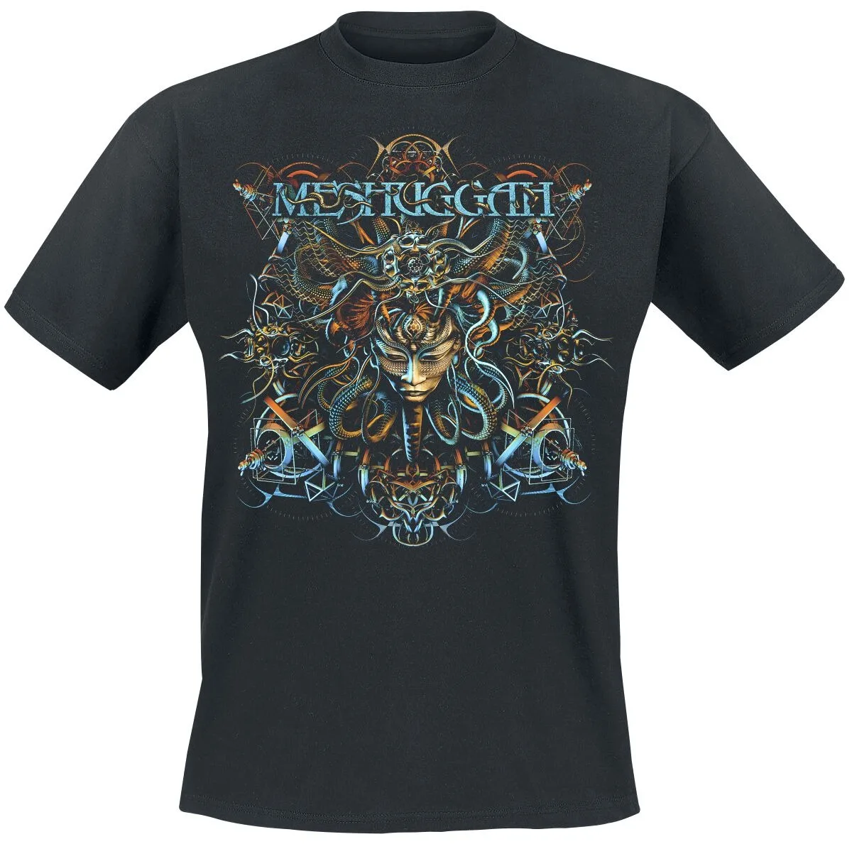 Meshuggah Medusa Tee, Technical Death Metal T-Shirt with Ornate Snake Goddess Print, Band Fan Merch