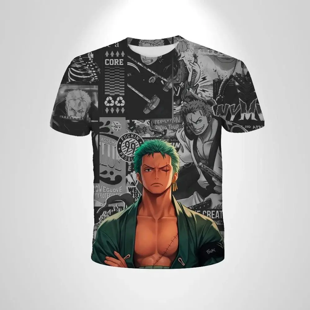 2025 Mannen Beloning Voyager King Zoro 3D Gedrukt Korte Mouw Ronde Hals T-shirt Losse Sneldrogende Casual Familie- en Kinderkleding