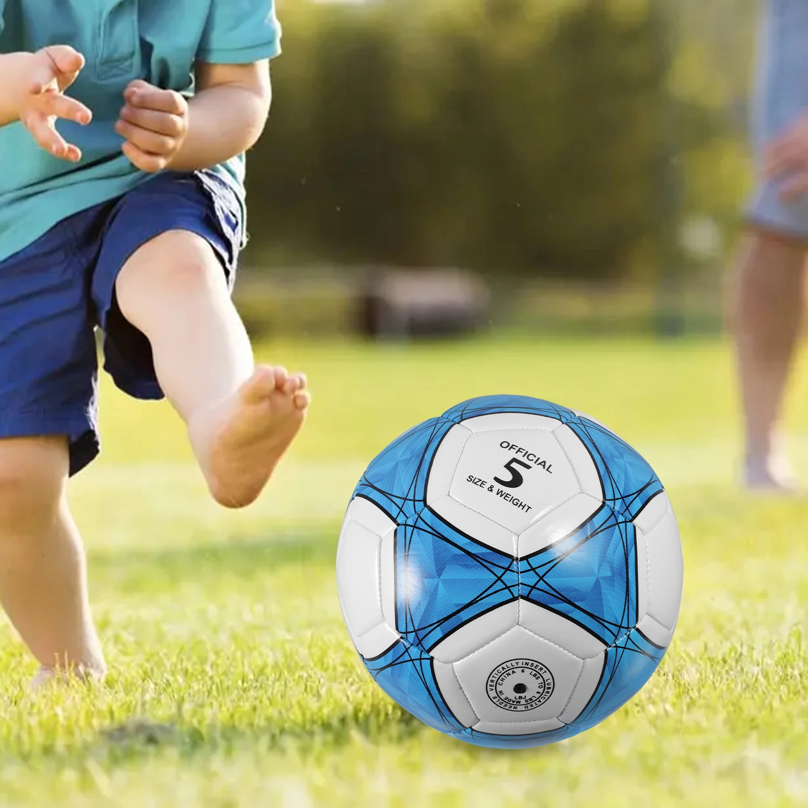 Ballon de Football d'entraînement en PVC taille 5, jouet gonflable bleu Portable, équipement de compétences léger pour enfant en plein air