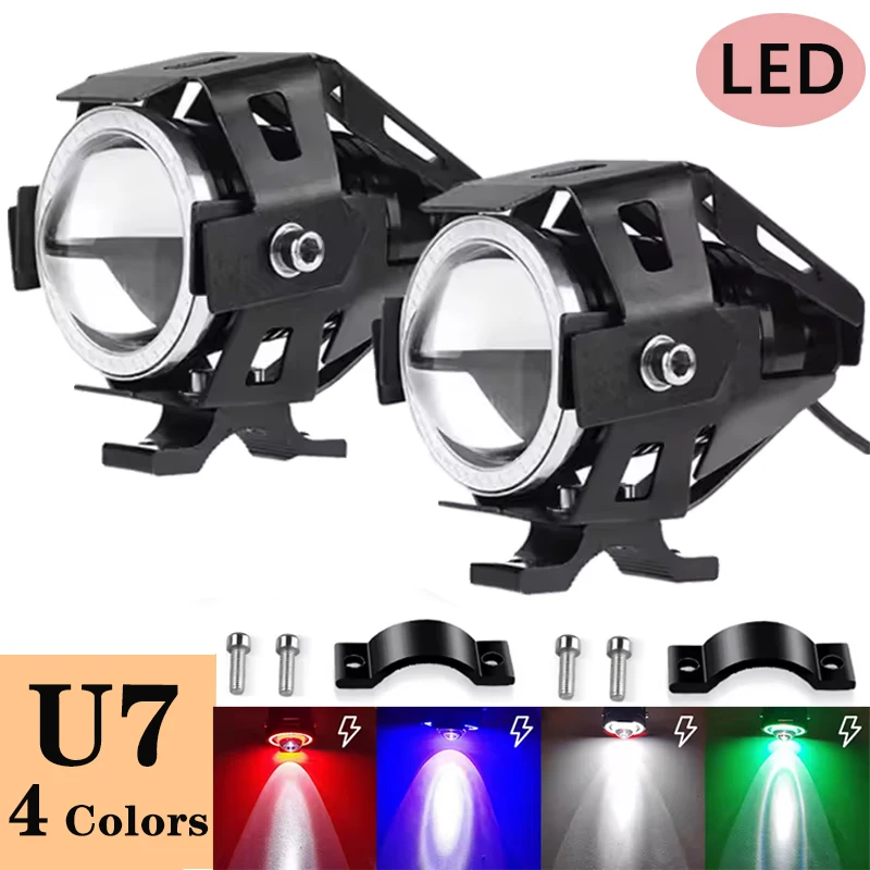 

Universal U7 Motorcycle 4 Color LED Fog Light Spotlight Lens Auxiliary Angel Eye 12V 24V LED Additional Electric Motorcycle Ligh