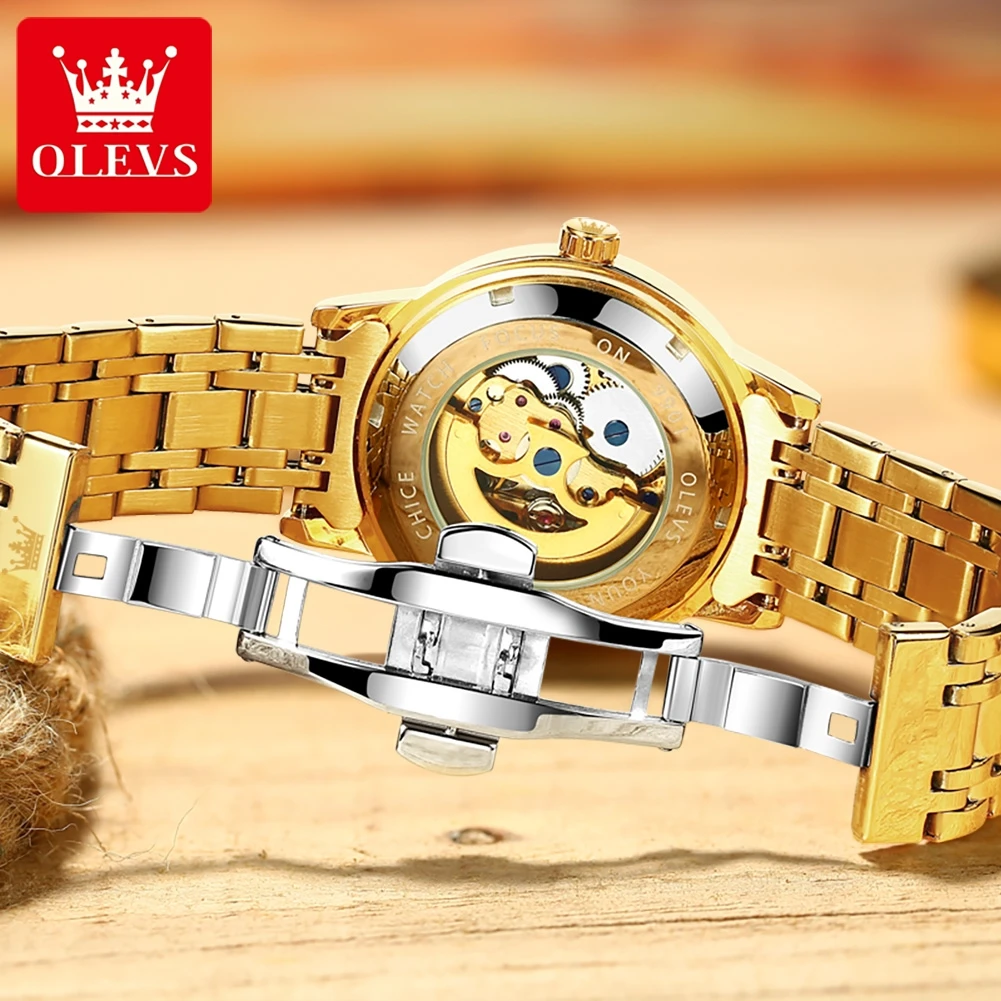 OLEVS 9901 Mens WatchLuxury Hollowing Mechanical Wristwatch Waterproof Luminous Stainless Steel Fashion Automatic Watch For Man - Image 4