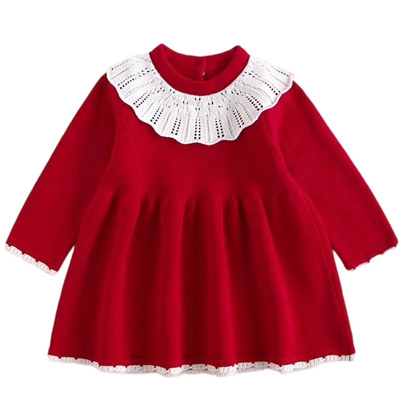 

Trendy Solid Color Kids Festival Atmosphere Party Dress Sweet Banquet Dress New Autumn Style Keep Warm Long Sleeve Girl Dress