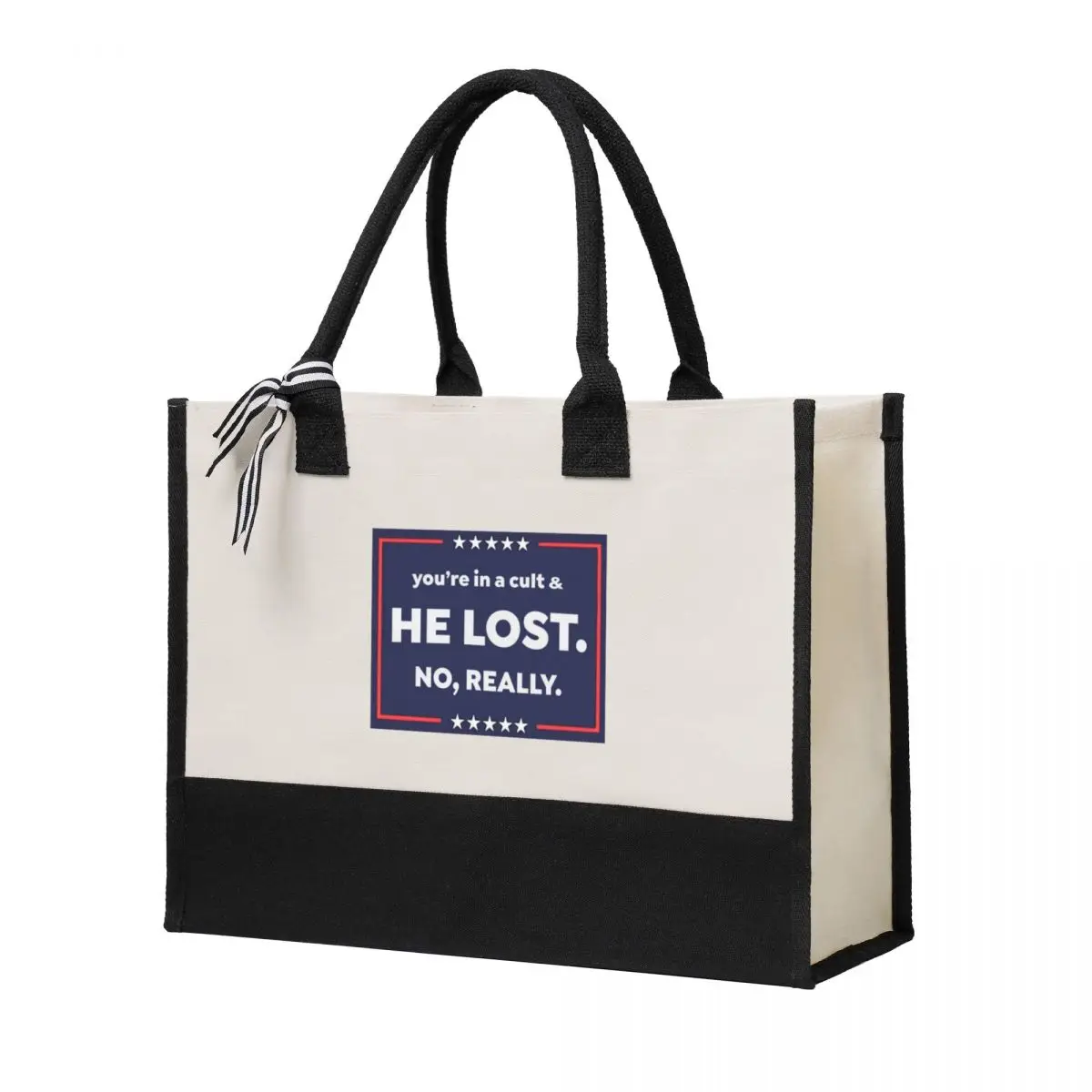 

Canvas Gift Shopping Bag Anti Trump You're In A Cult And He Lost Canvas Large Capacity Bag Customizable Quality Gifts