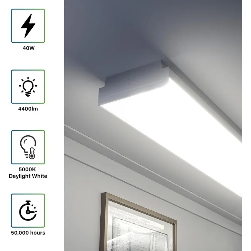 4FT LED ملفوفة متجر ضوء 40W 4400lm 5000K فلوش جبل تركيبات السقف للمرآب مكتب ورشة عمل الإضاءة 4 حزمة