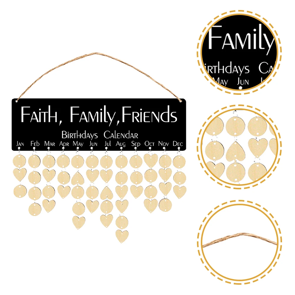 

Decorate Holiday Reminder Board Calendar Family Birthday Wood Heart-shaped Disc