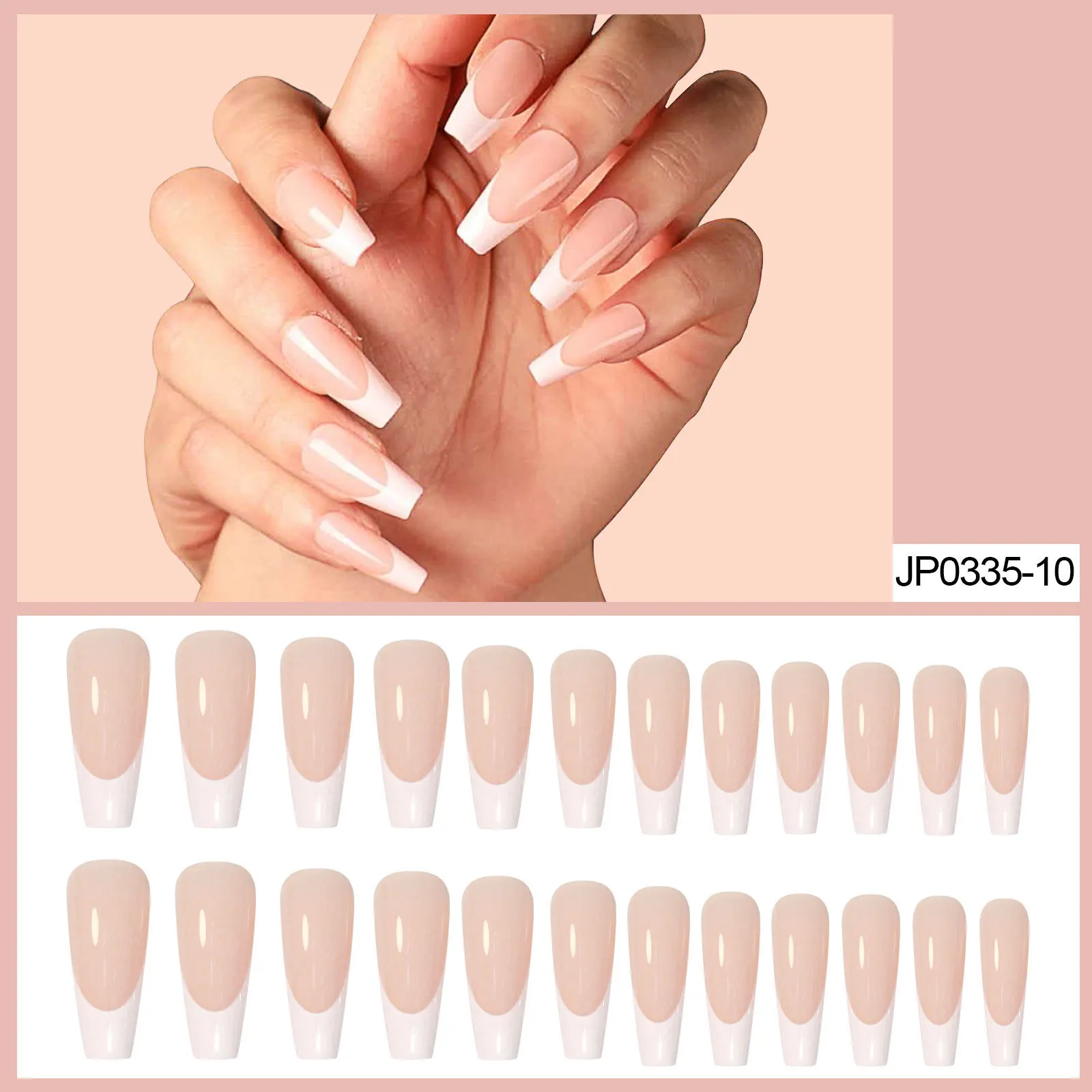 

Jelly Gel Powder Skin Tone French Manicure Fake Nails Ballet Nail Box