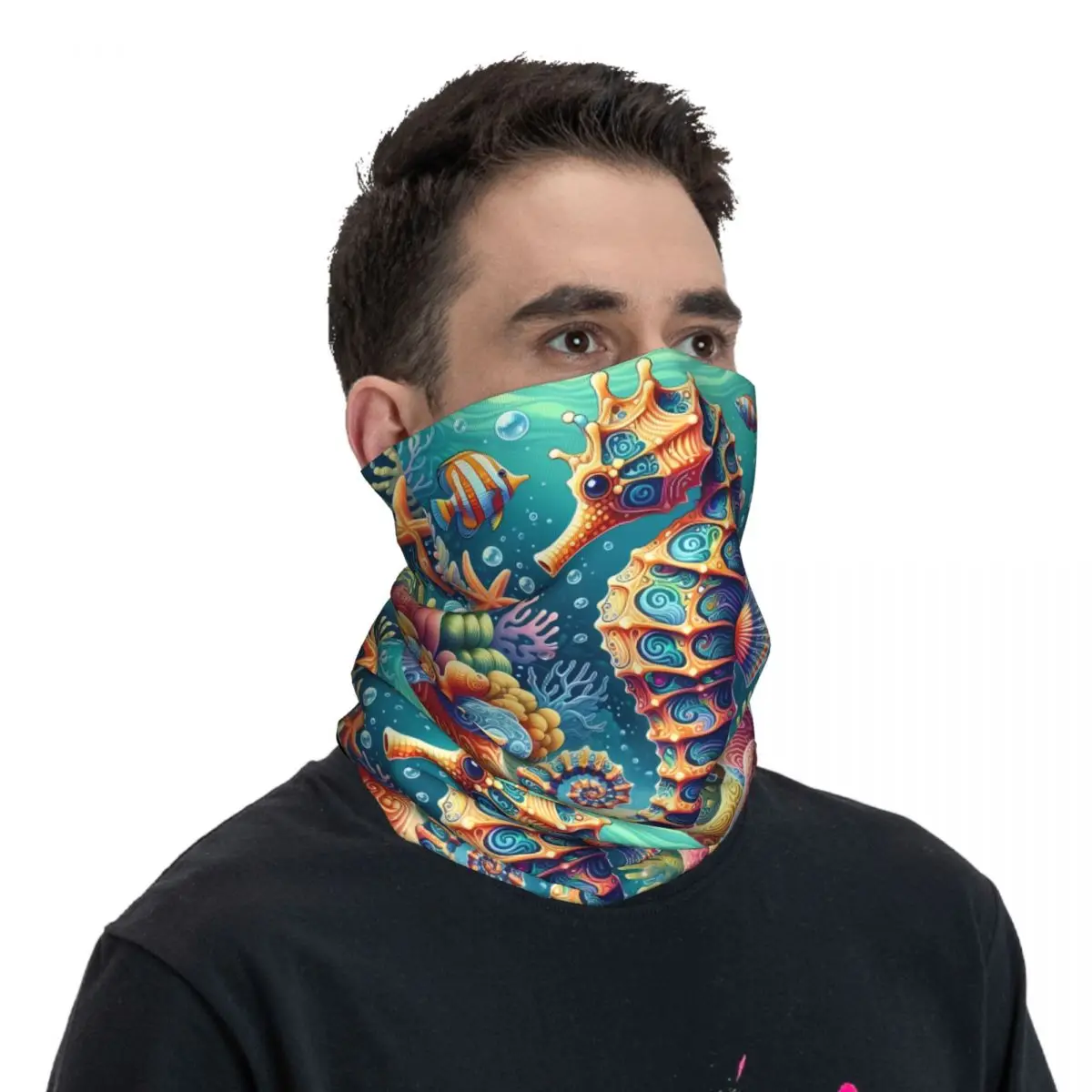 Sea Horse Scarf Neckerchief Neck Face Mask Polyester