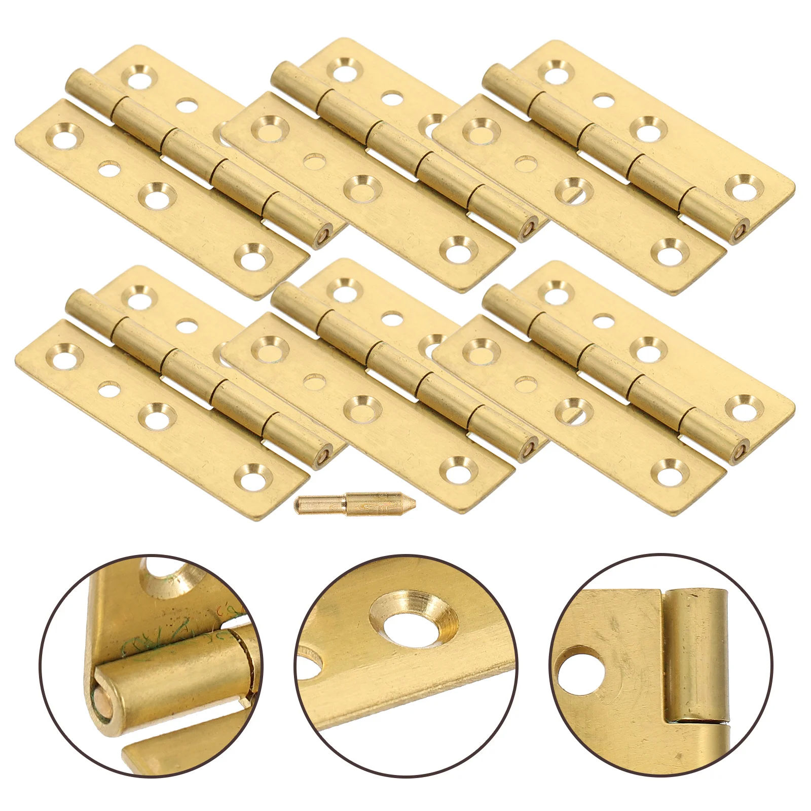 

6pcs Small For Wooden Box Rust-Proof Copper Continuous Hinge 180 Degree Cabinet Door Hinges Piano Hinges 2 Inch