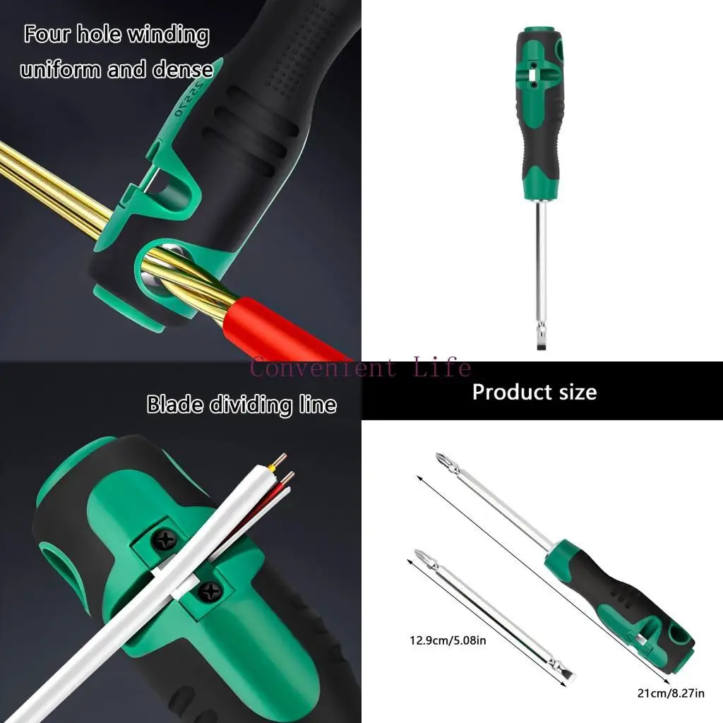 

L1EE Magnetic Crosses Slot Screwdriver With Integrated Cable Splitters And Winding Holes Cable Stripping Tool For DIY Project