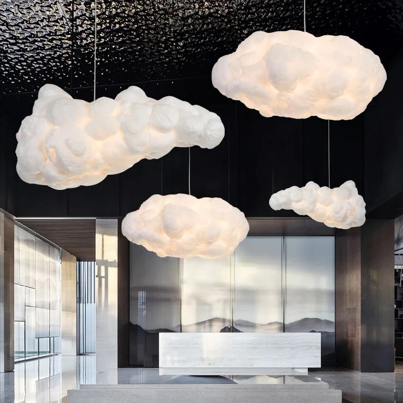 Different shape white cloud chandelier silk cotton cloud chandelier