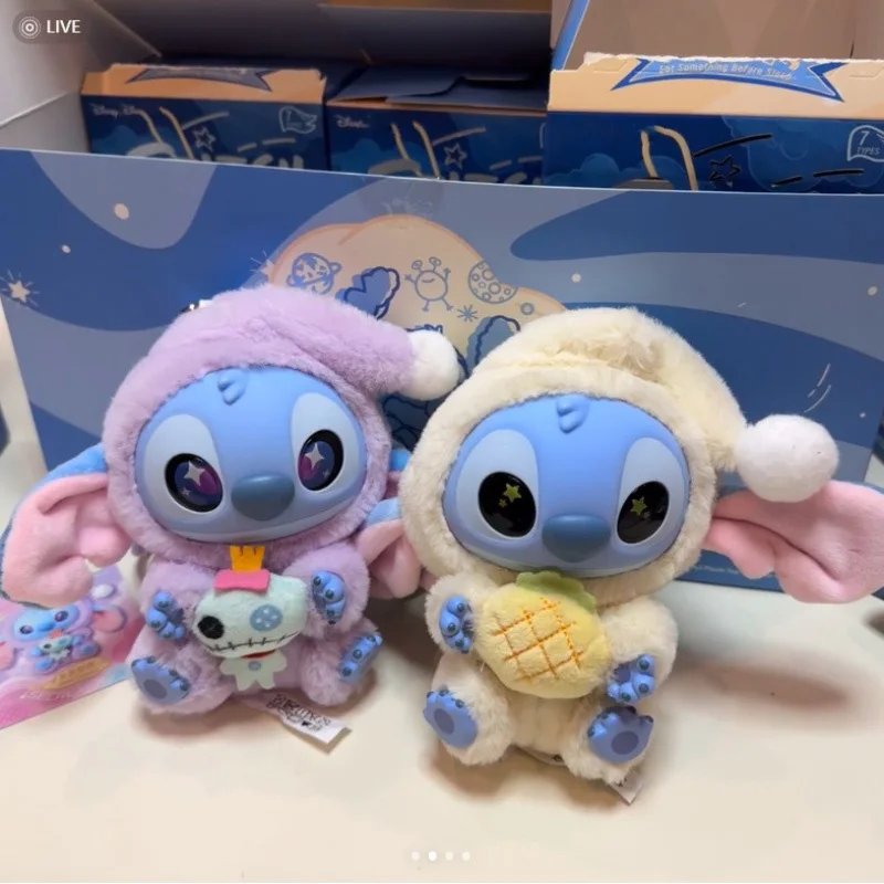 Pluszak Stitch Seria Jedz Coś Przed Snu, Pluszowy Brelok, Kawaii Pluszowa Lalka, Breloczek do Kluczy Samochodowych, Prezent Świąteczny dla Dziewczynki, Zabawka Anime
