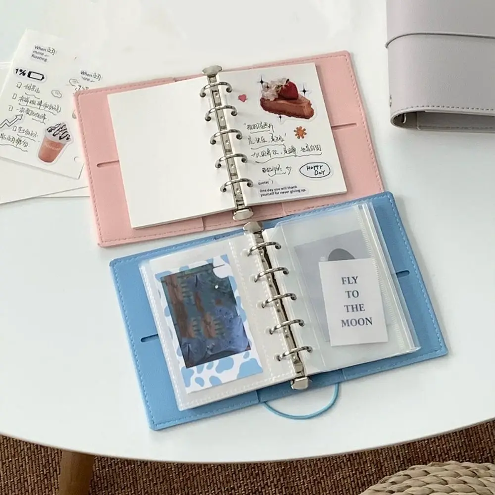 

Creative M5 Loose Leaf Notebook PU Leather Blank Page Mini Pocket Notebook 50 Sheets Planner DIY Binder Notebook Student