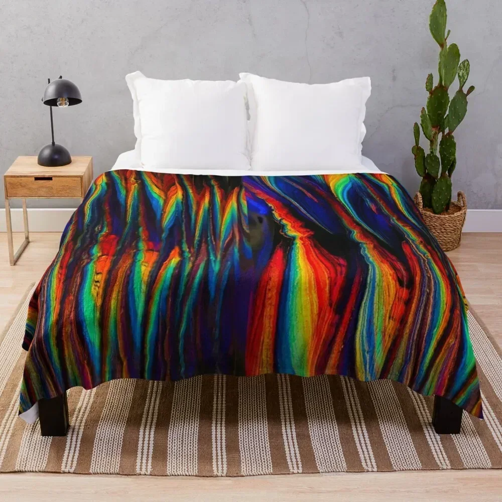 

Goth Rainbow Zig Zag Throw Blanket Soft Bedroom Blanket for Night Sleeping