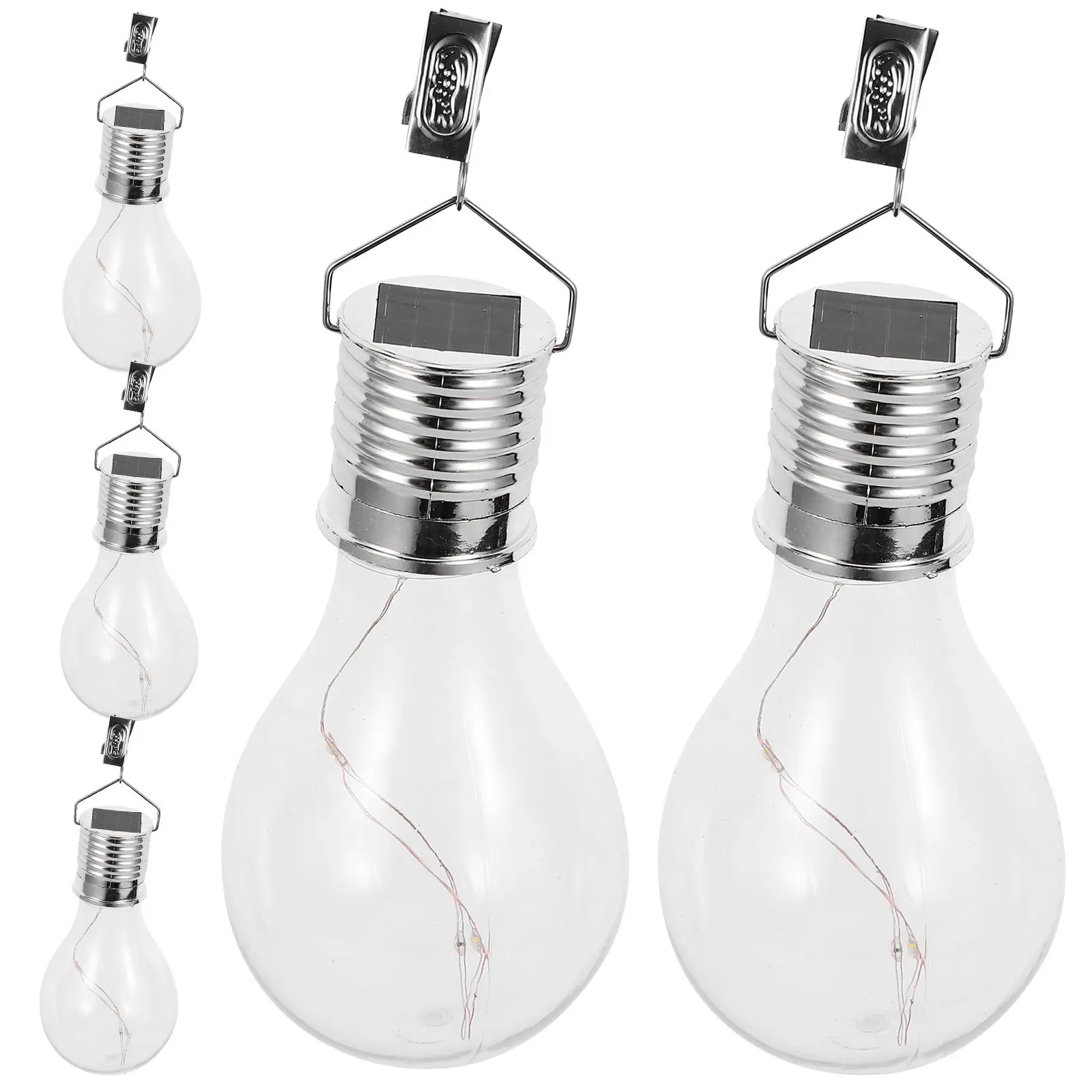 

5pcs Solar Powered Hanging Lights Warm White Transparent Bulb Shape High Transparency Outdoor Garden Lighting Bulbs Tubes Solar