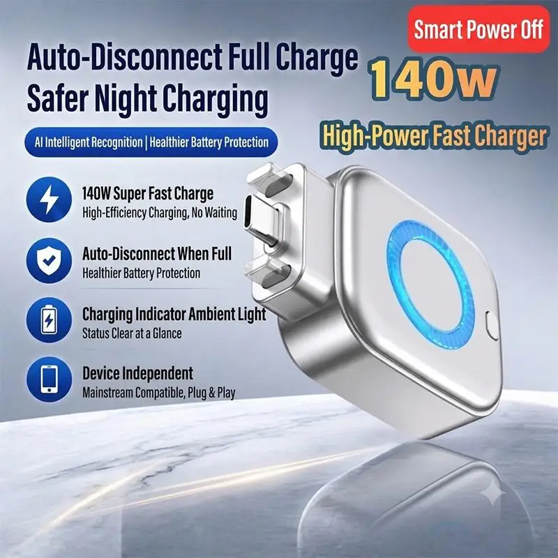 【C】140W High Power Fast Charger Auto Disconnect And Intelligent Battery Protection For Phones Laptops Tablets Home Office Travel
