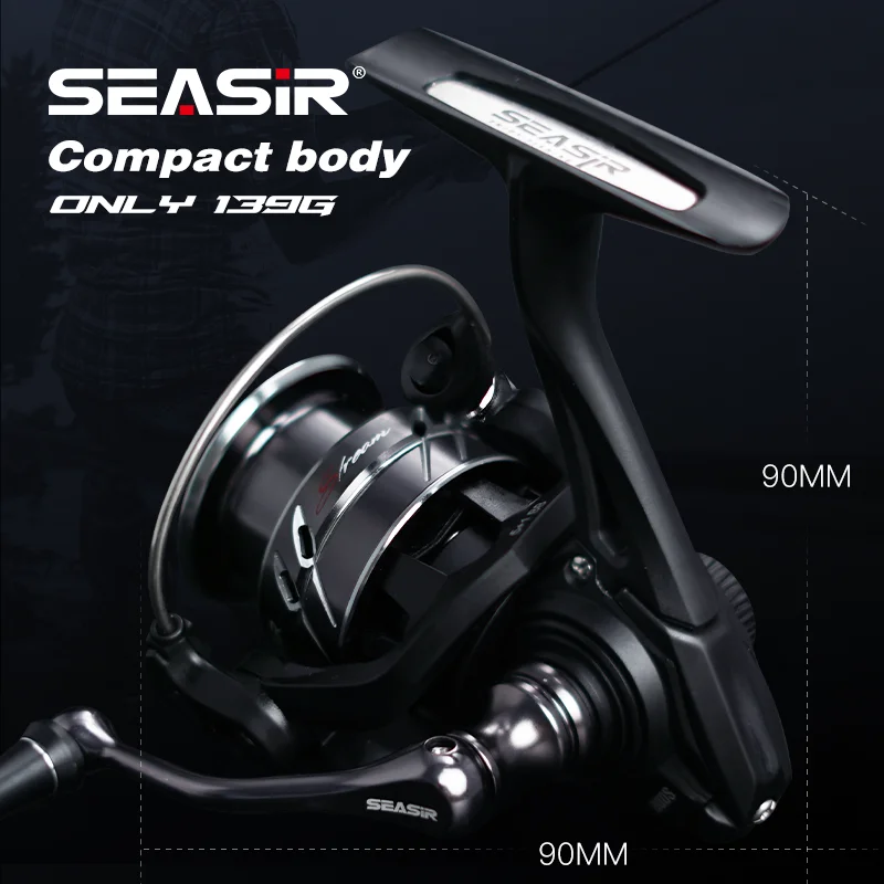 SEASIR Stream Spinning Reel 139g Ultralight Carbon Washers 6Kg Max Drag Metal Grip 5+1BB 5.4:1 Freshwater Saltwater Fishing Reel