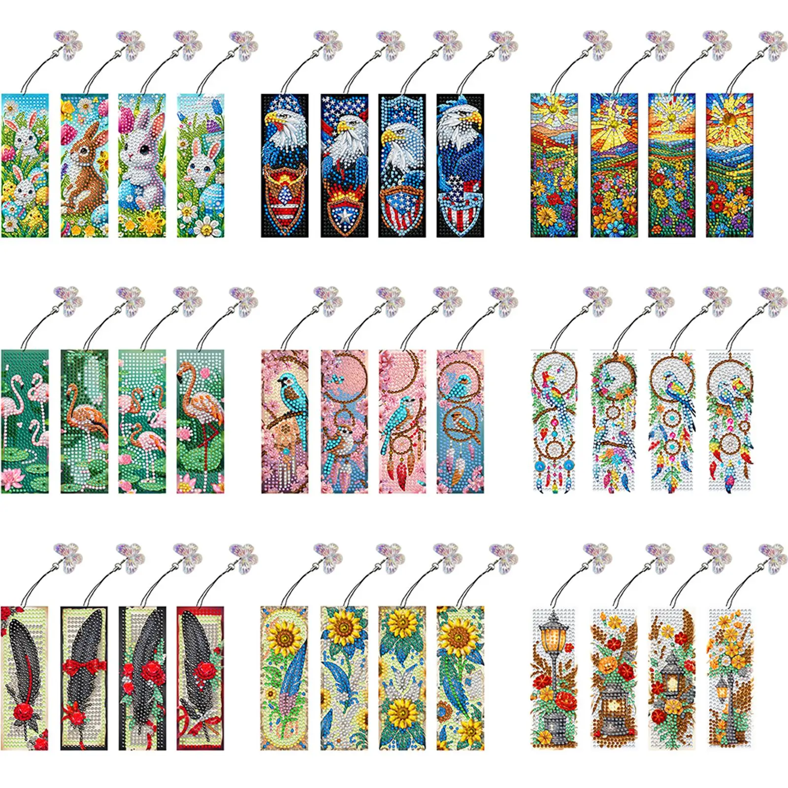 

Набор из 4 закладок для книг в форме американского орла с алмазной вышивкой 5D, DIY, с подвеской