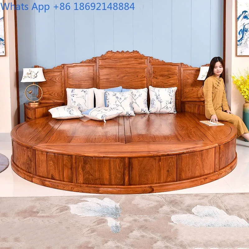 Redwood Furniture Rosewood Large Bed Chinese Style Antique Imitation Rosewood Solid Wood 1.8m Double Bed