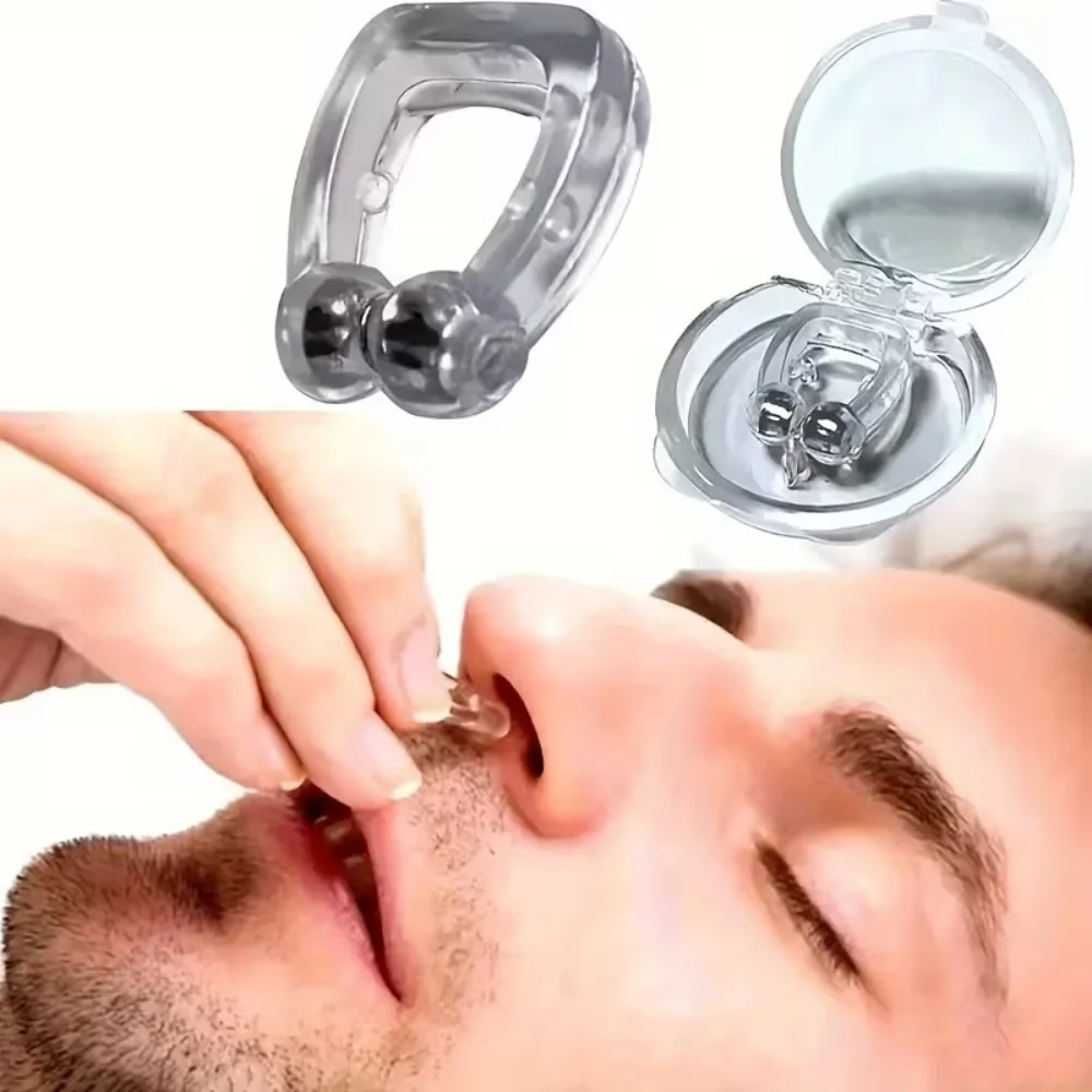 4 Soft Magnetic Anti-Snoring Nose Clips, a Snoring Prevention Device Suitable for Both Men and Women, Helps Promote Deep Sleep, Reduces Noise, Is Easy to Clean, and Can Be Reused