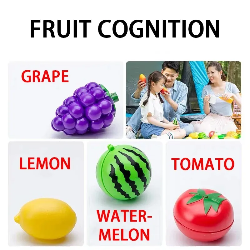 Cutting Play Food Toy for Kids Kitchen Pretend Fruit &Vegetables Accessories  Educational Toy Food kit for Toddler Children Gift