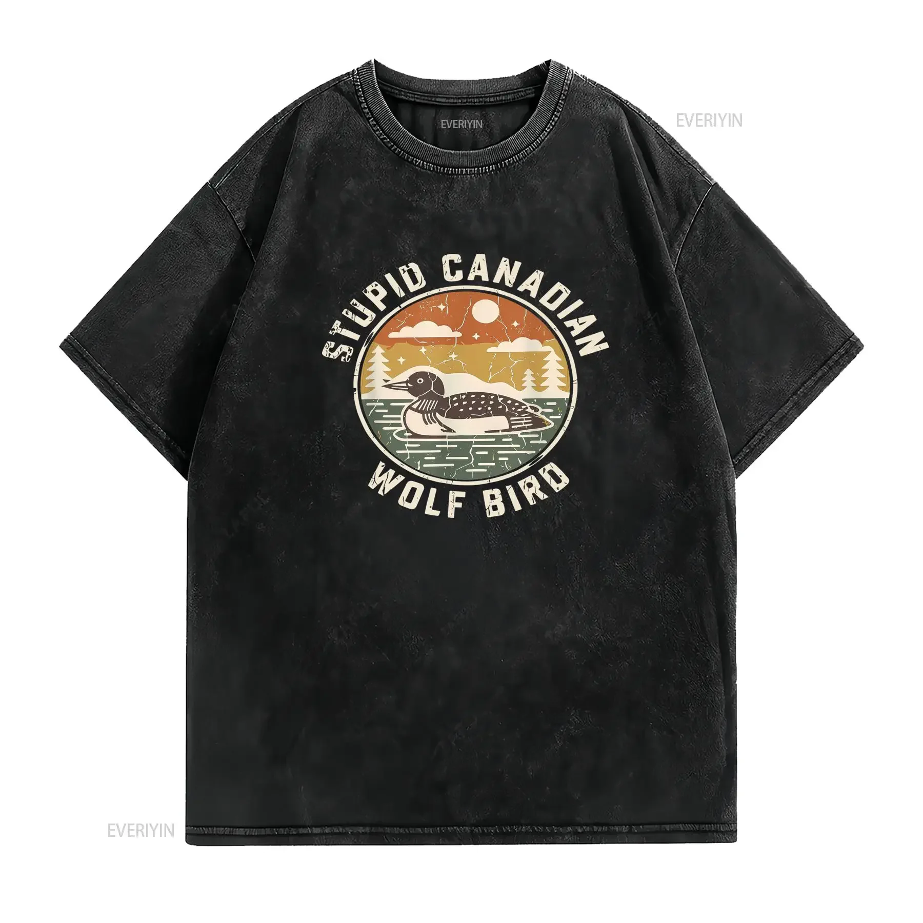 Dummer kanadischer Wolf Vogel Habichtsv?gel Lachm?we Humor Lustiges T Shirt vintage Washed Breathable Slightly Unisex Stylish