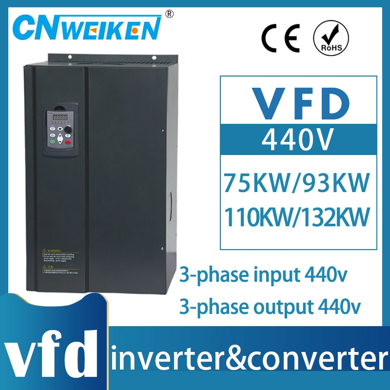 High-power VFD Frequency Speed Controller 75KW 93KW 110KW 132KW AC Motor Drive 3-Phase In Three-Phase Out 440V Variable Inverter