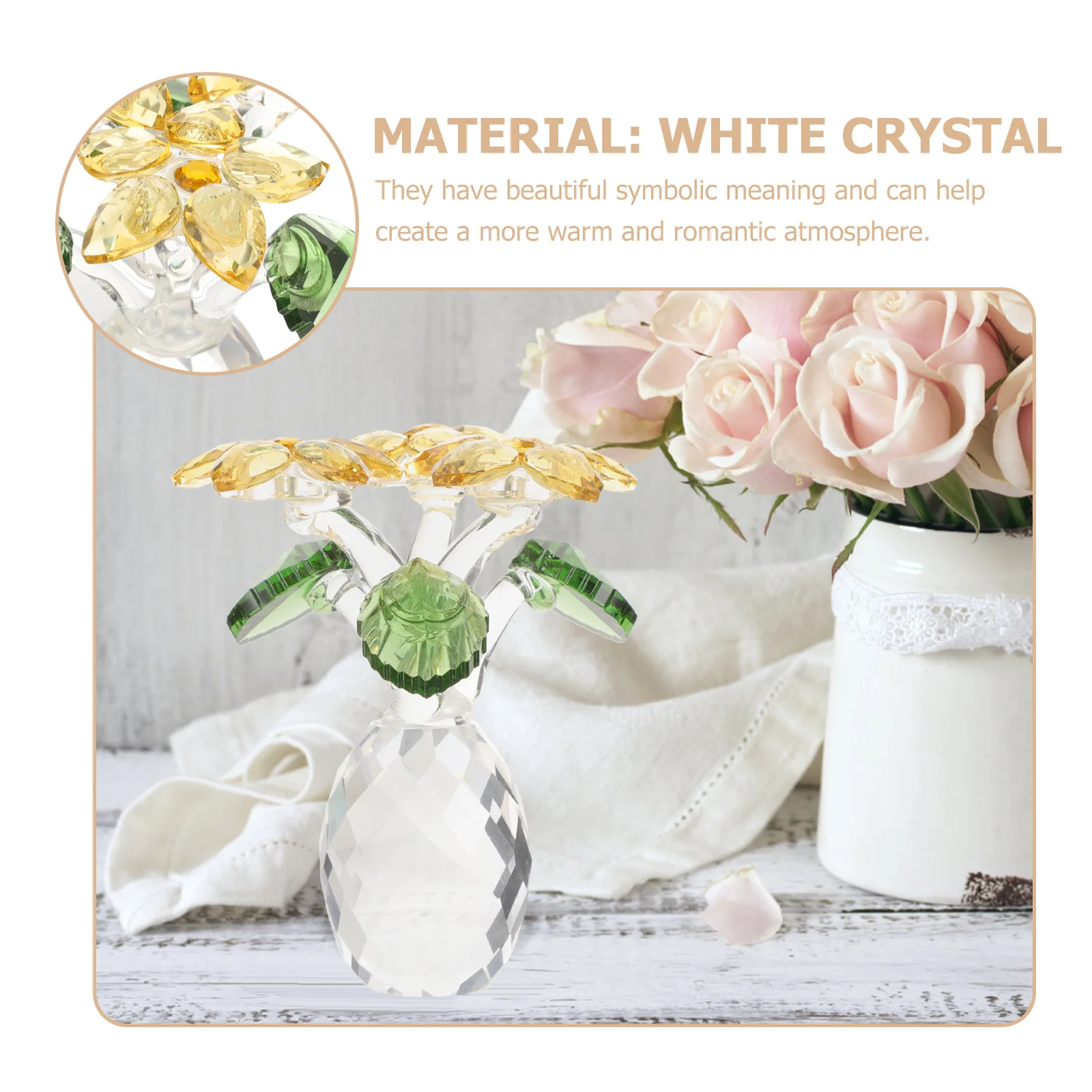 

1Pcs Crystal Sunflower Desktop Decor Valentine Mothers Day Christmas Gift Crystal Sunflower Ornament