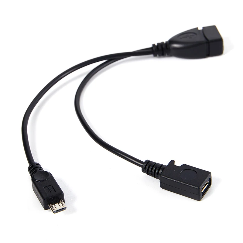 1Pc 2 In 1 OTG Micro USB Host Power Y Splitter USB Adapter To Micro Connected With External Power Supply