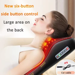 Electric Massage Pillow Hot Compress Cervical Ttraction For Body Back Neck Massage Cushion Vibrating Relax Health Car