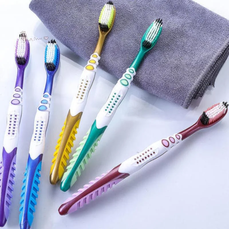 [H] 5Pcs Colorful Manual Toothbrushes With Medium Hard Bristles And Ergonomic Non Slip Grip Perfect For Daily Oral Care
