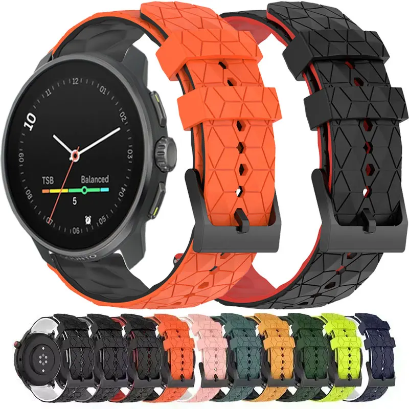 حزام سيليكون رياضي لسباق Suunto/RACE S/Ocean/5 Peak/ 9 Peak Pro 20/22 مللي متر لسوار معصم Suunto العمودي