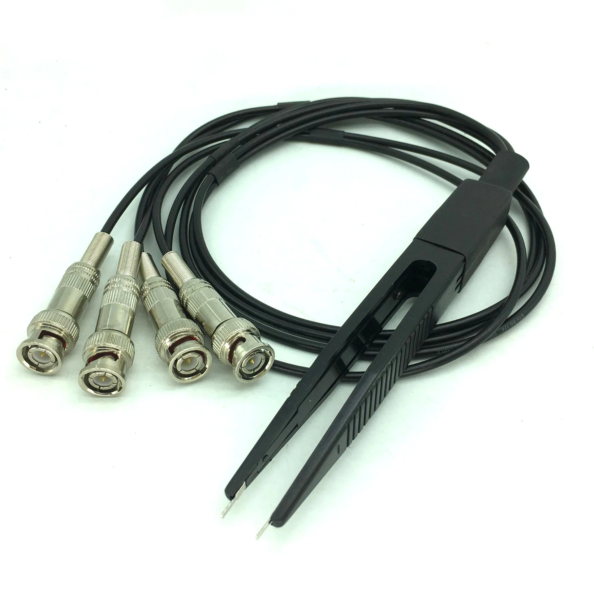 1 Set SMD Kelvin Test Clip 4 BNC Test Tweezer Probe Leads Cable for LCR Meter DMM