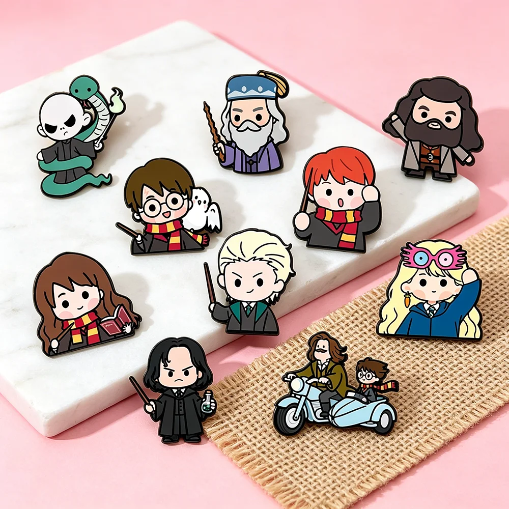 10/16pcs Anime Magical Wizard Cartoon Enamel Pins Set Cute Q Character Aesthetic Metal Brooch Badges for Backpack Clothing  Gift