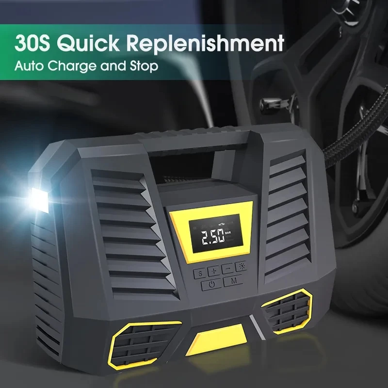 Air Compressor Portable 150PSI Tire Inflator For Car With LED Flashlight Screen Quick Inflation Pump For Car Bicycles