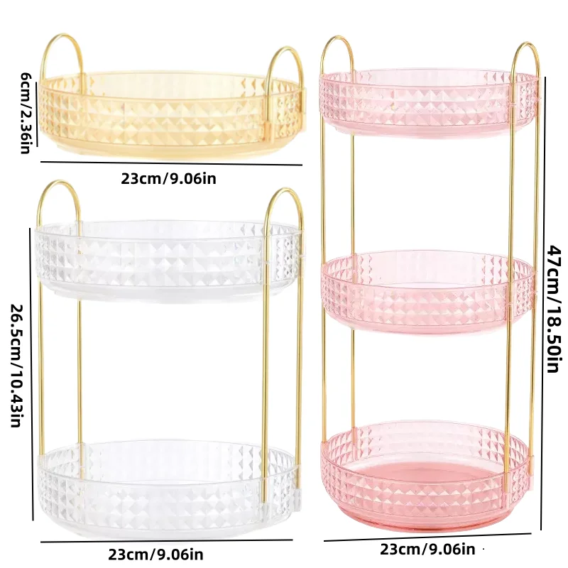 1Pc/Luxury Cosmetic Storage Box Desktop Rotating Vanity Organizer for Lipstick, Perfume, and Skincare Products
