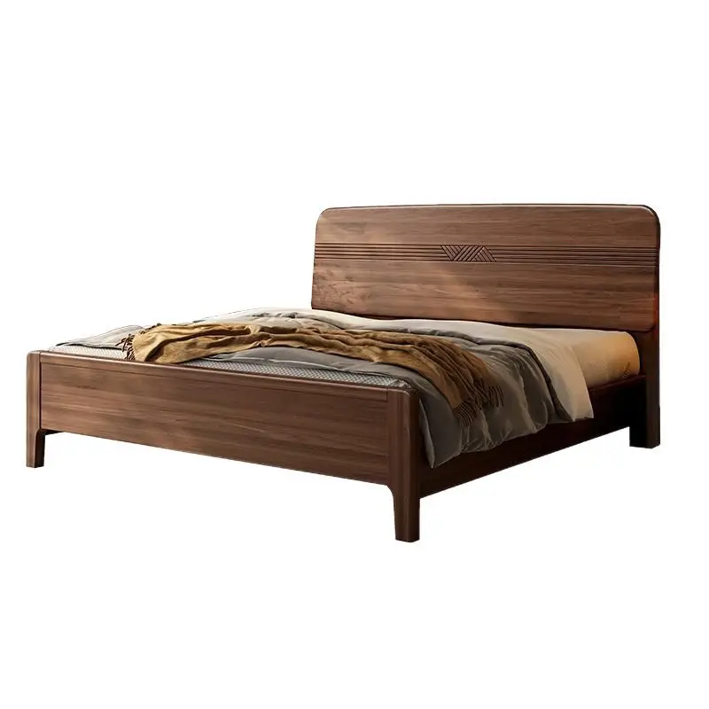 

North America, Black Walnut, Solid Wood Bed, Master Bedroom, Double, Nordic, Storage