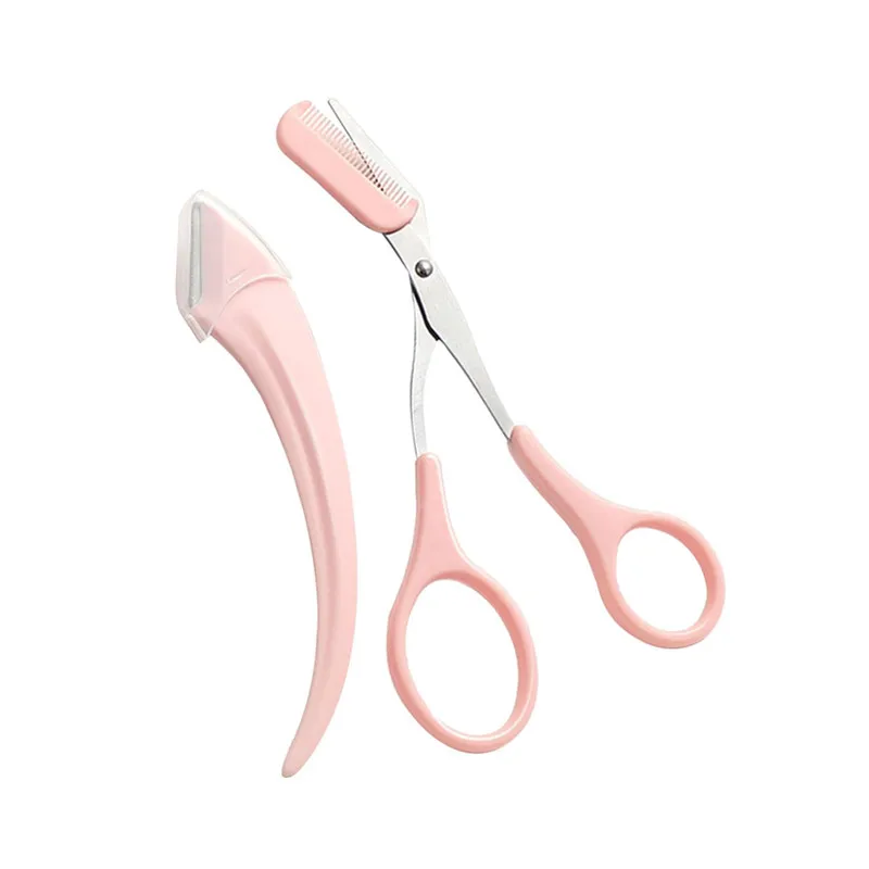 2Pcs Eyebrow Scissors with Comb,Professional Precision Eyebrow Trimmer Set,Eyebrow Razor Beauty Toolfor Women Men