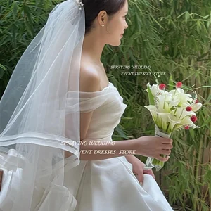 Koreanisch sprühen maßgeschneiderte Hochzeitsfotografie aus Schultergeschwindigkeit Hochzeitskleid zum langen Bodenstahl Roker Roker Hochzeitsgewand 8 Hauptverkäufe reibungsloser Hochzeitskleid Satin - №8