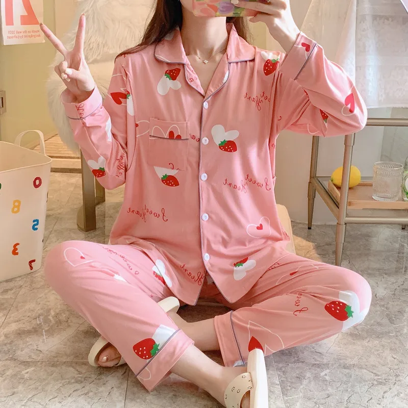 Spring And Summer 2 Piece Nursing Clothes Pure Cotton Nursing Pajamas Monthly Clothes Maternity Pajamas Homewear