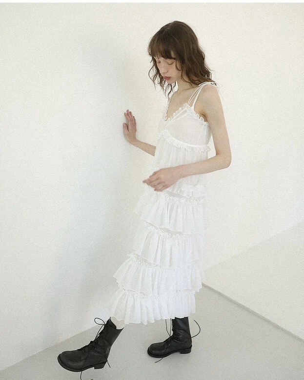 Vestido romântico com acabamento em renda, vestido em camadas, sem alças, estilo fletta, cintura alta, verão, casual, fen...