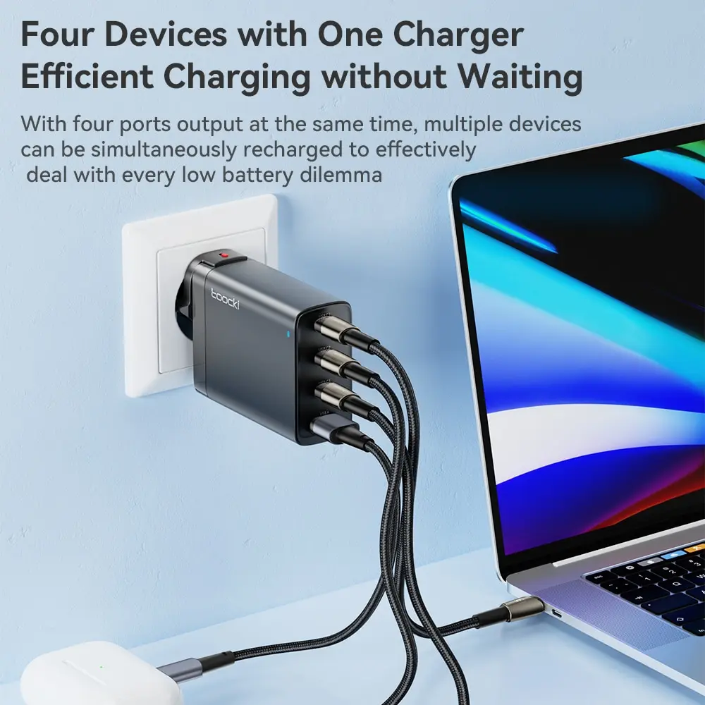 Toocki USB C 타입 어댑터, GaN PD 고속 충전기, 아이폰 15, 14, 13, 12, 11 프로 맥스, QC3.0, 65W, 100W