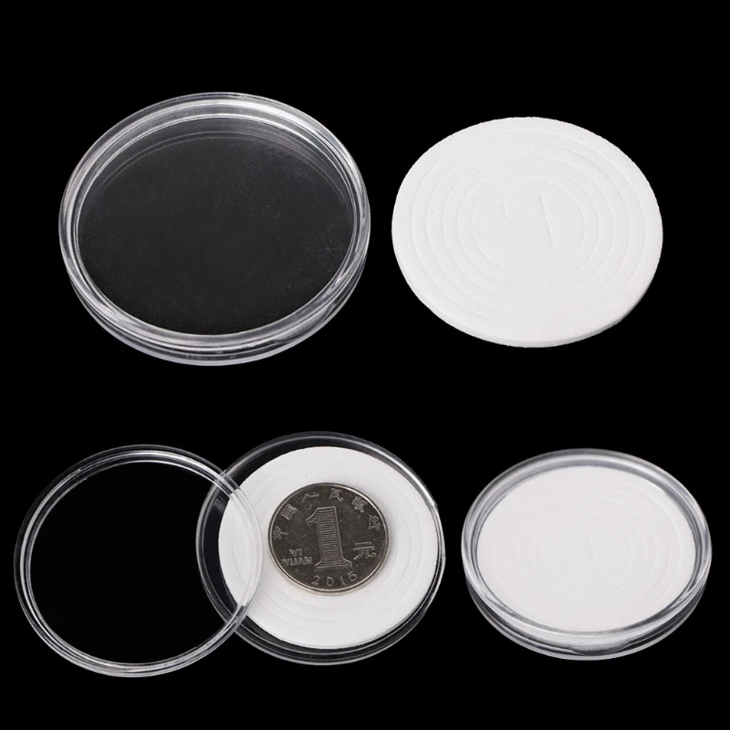 Caja almacenamiento monedas acrílicas, juego almohadillas internas, contenedor diamantes belleza para uñas